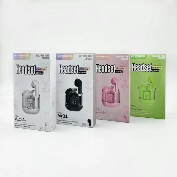 Air31 Earbuds Wireless Crystal Transparent Body Air 31 TWS Transparent Earbuds ( Random Color )