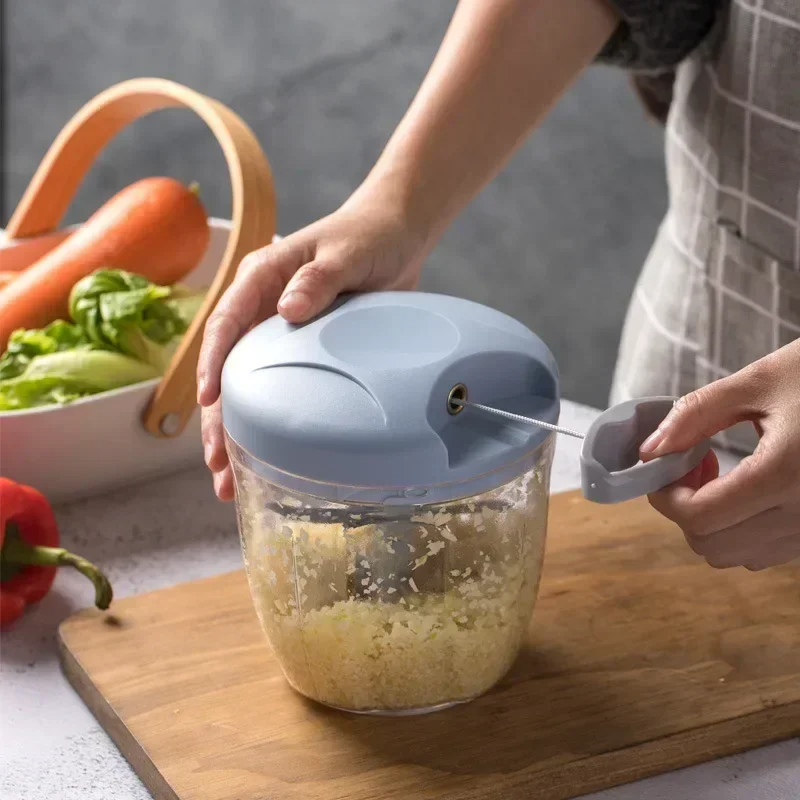 Manual Meat Mincer Garlic Chopper Rotate Press Crusher 5 Blade
