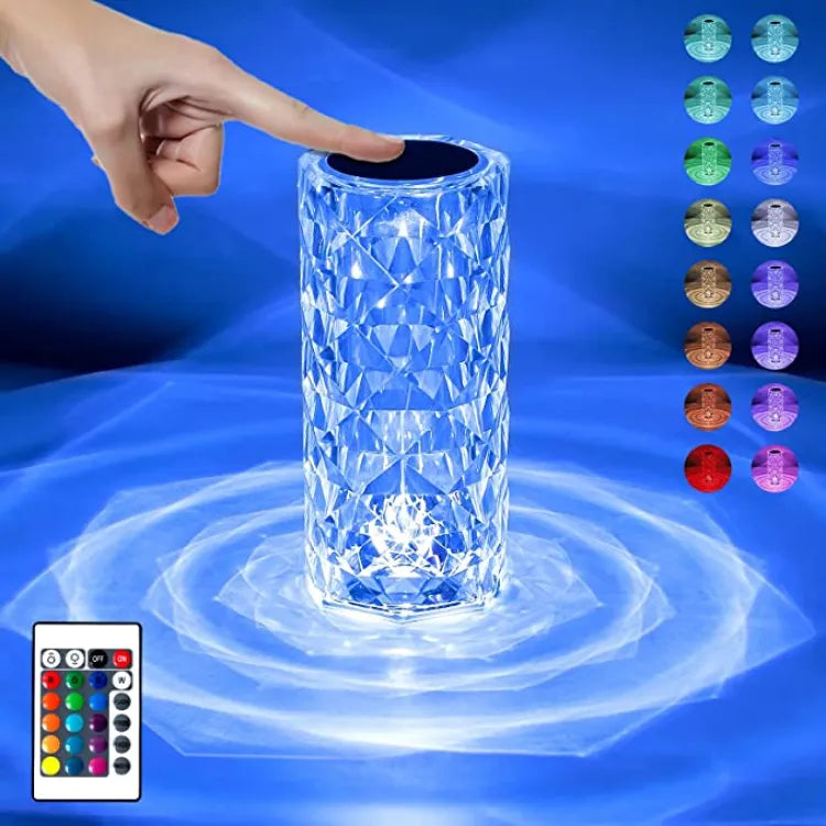 16 Colors LED Atmosphere Room Decor Christmas Room Decoration Home Lights Crystal Lamp Touch Table Bedside Lamps Light