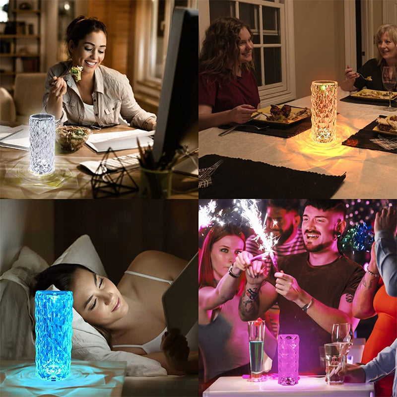 16 Colors LED Atmosphere Room Decor Christmas Room Decoration Home Lights Crystal Lamp Touch Table Bedside Lamps Light