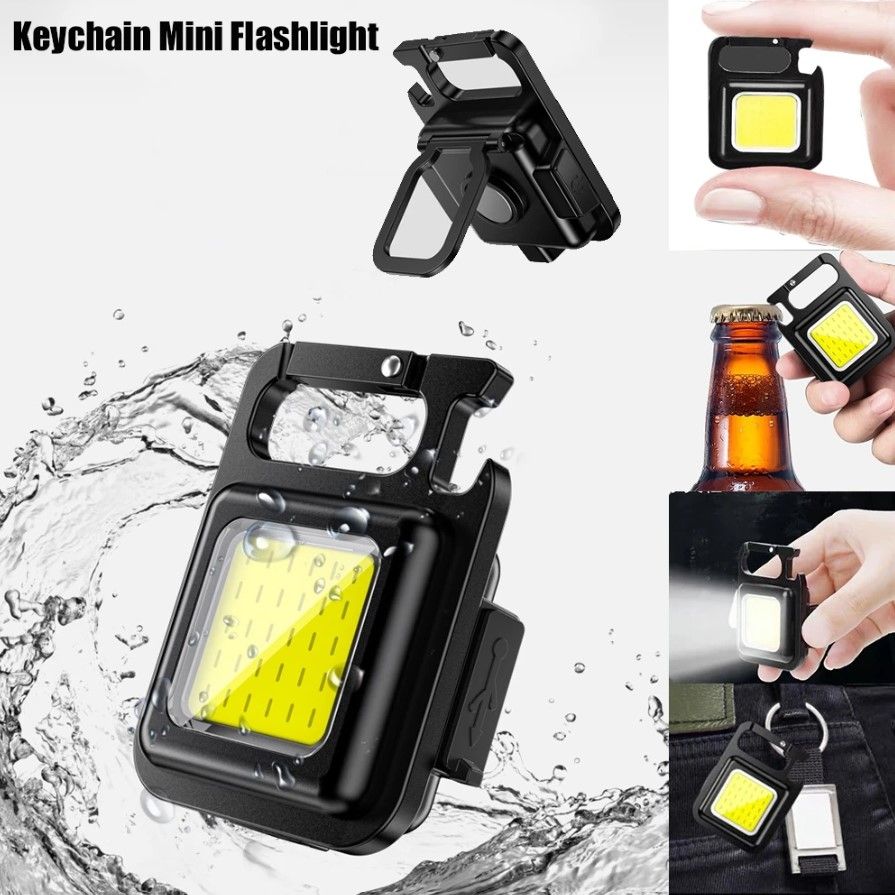 Multifunctional Mini USB Pocket Flashlight Rechargeable Flashlight COB Work Light LED Keychains For Outdoor Camping Fishing